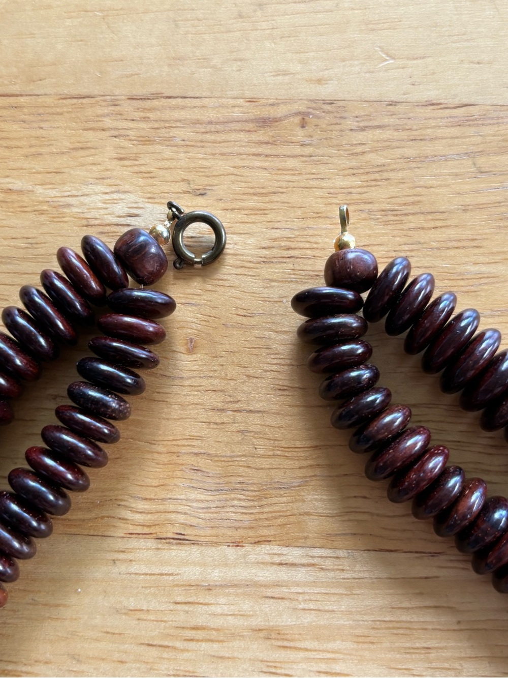 Vintage 1970’s Wooden Statement Necklace in Brown and Tan- choker - Picture 7 of 13